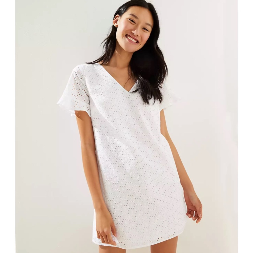 NWT LOFTEyelet Flutter Cuff Shift Dress